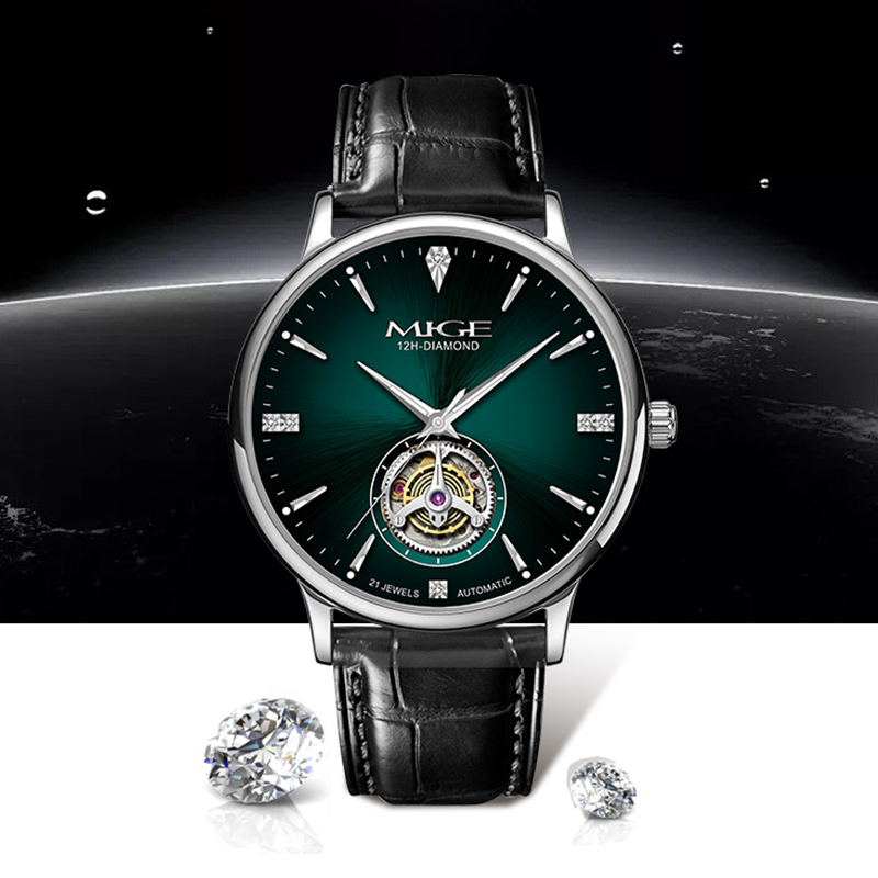 Luxury Watch Green Dial - Reloj MIGE Delgado para Hombre, Diseño
