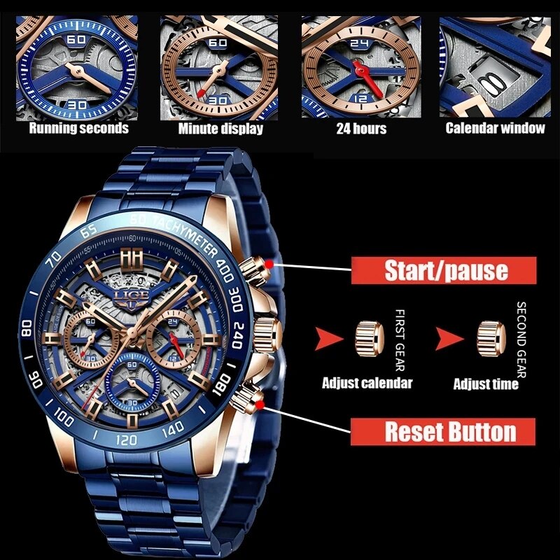 LIGE-reloj analógico de cuarzo - Luxury Watch Low Price reseña y precio